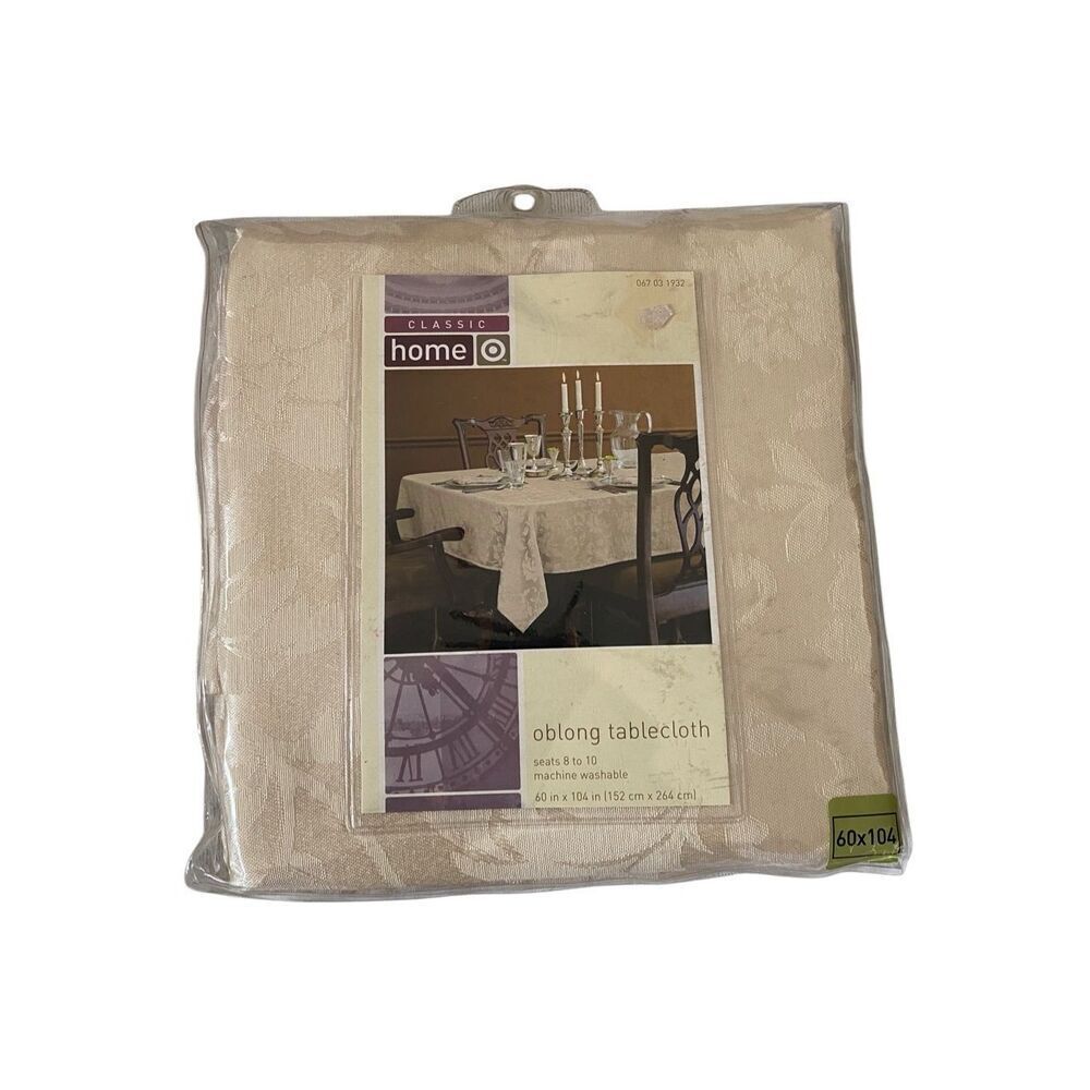 Target Home Beige Floral Oblong Tablecloth 60 x 104 Seats 8 to 10 Home Decor
